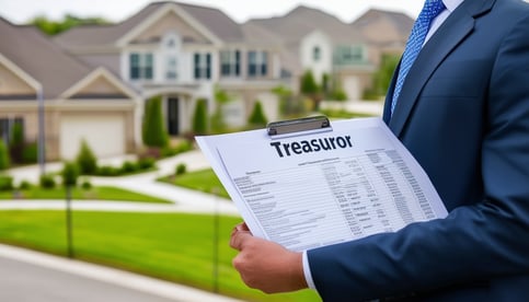 A well-dressed individual holding a financial repo